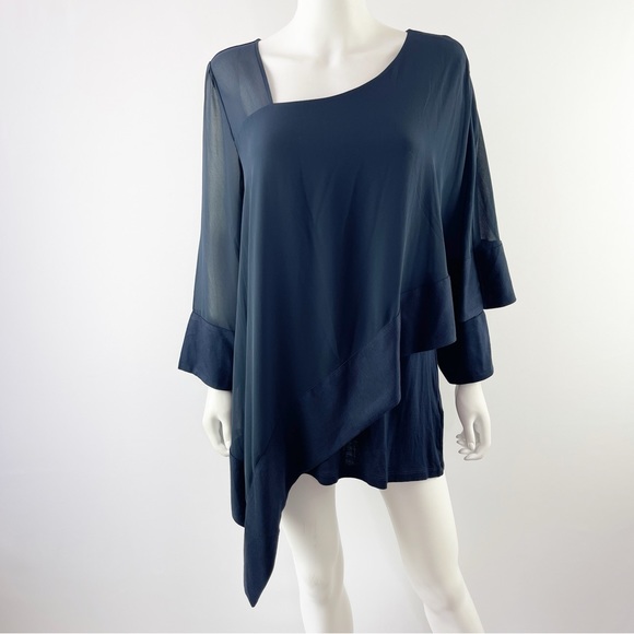 Soft Surroundings Women's Navy Blue Asymmetrical Lagenlook Tunic Top Size M - Picture 1 of 8